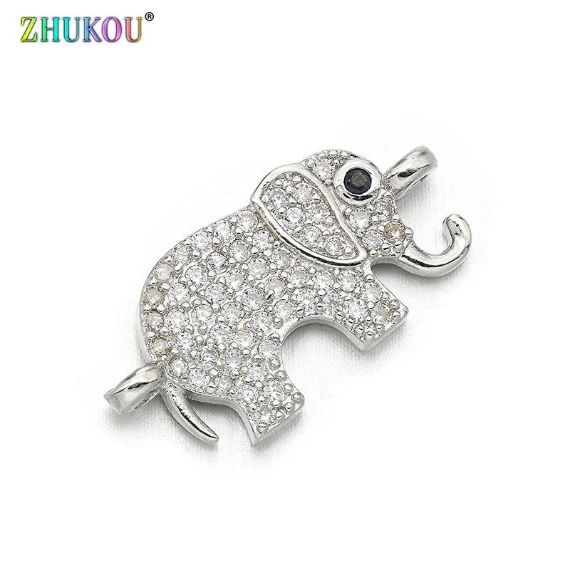 21*10mm High Quality Elephant shape Brass Cubic Zirconia Charms Connectors DIY Jewelry Findings Making, Hole:1.2mm Model: VS289