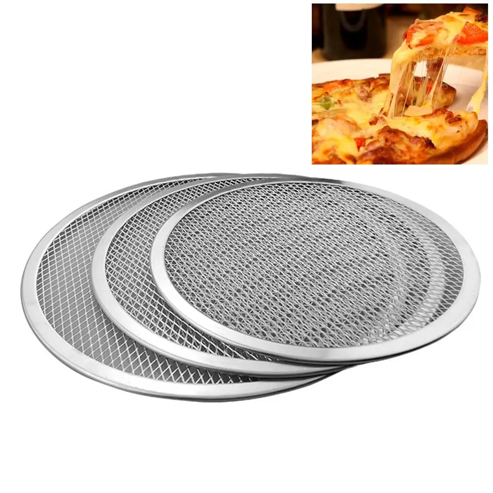 6/7/8/9/10/11/12/13/16 Inch Pizza Pan Aluminum Thicken Non-stick Net Round Pizza Mesh Pan Baking Tray Kitchen Tool Bakeware