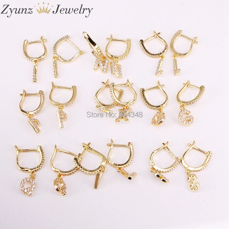 

10 Pairs ZYZ315-4667 Metal Letter Dangle Earrings 26 Alphabet Gold Earring Fashion Jewelry High Quality Earrings for Women