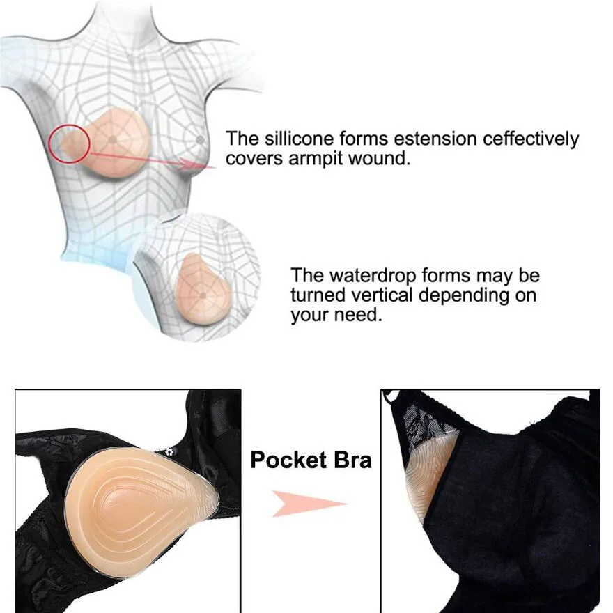 Silicone Breast Form Chest Mastectomy Sprial Shape Fake Breast Prosthesis 500g Soft Breast Pad D40