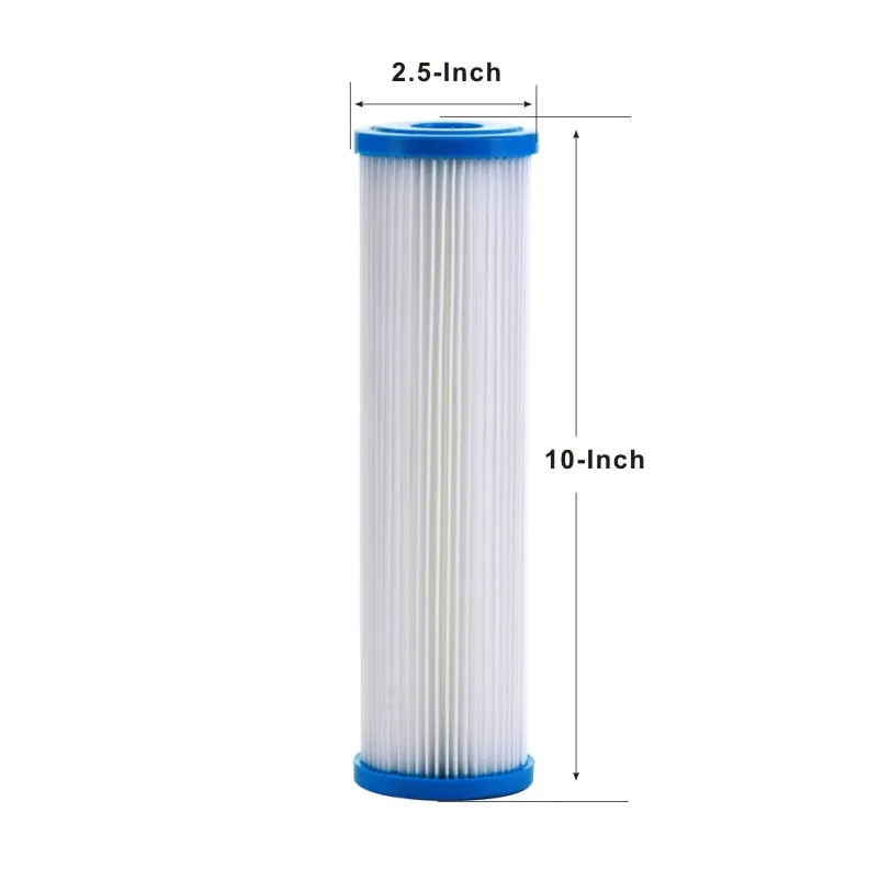 Pleated Poly Sediment Water Filter Cartridge Standard 2.5x10\