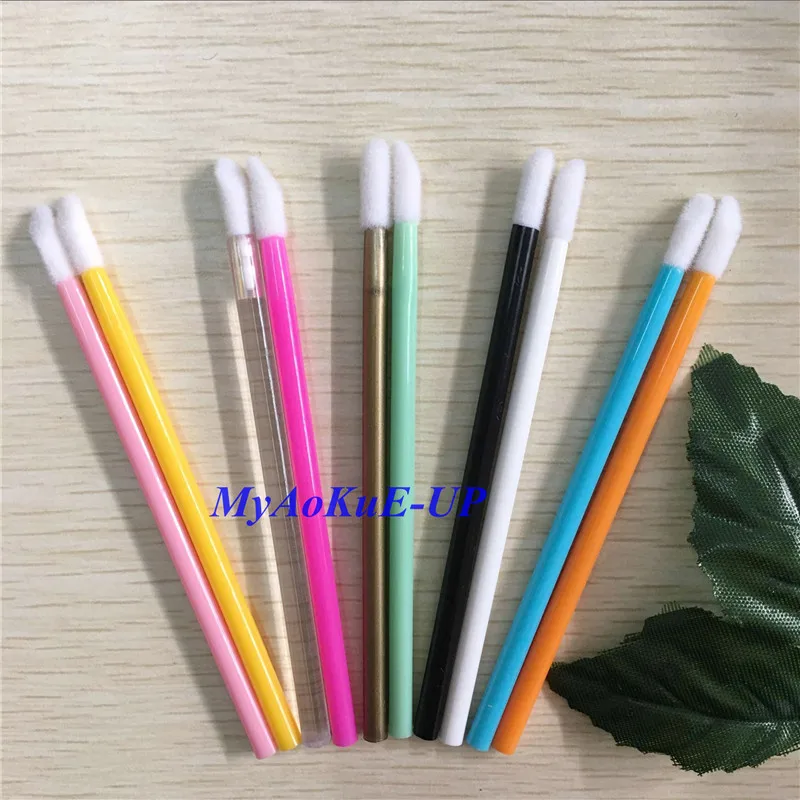 Wholesale 500 pcs 10 Colors Lipstick Gloss Disposable Lip Brush Pen Wands Applicator Brush Professional Beauty Makeup Tools