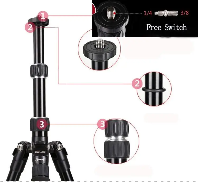 การถ่ายภาพw eifeng WF-6610เดินทางมืออาชีพนักเล่นขาตั้งกล้องแบบพกพาu nipod +หัวบอล+กระเป๋า+ผู้ถือคลิปโทรศัพท์