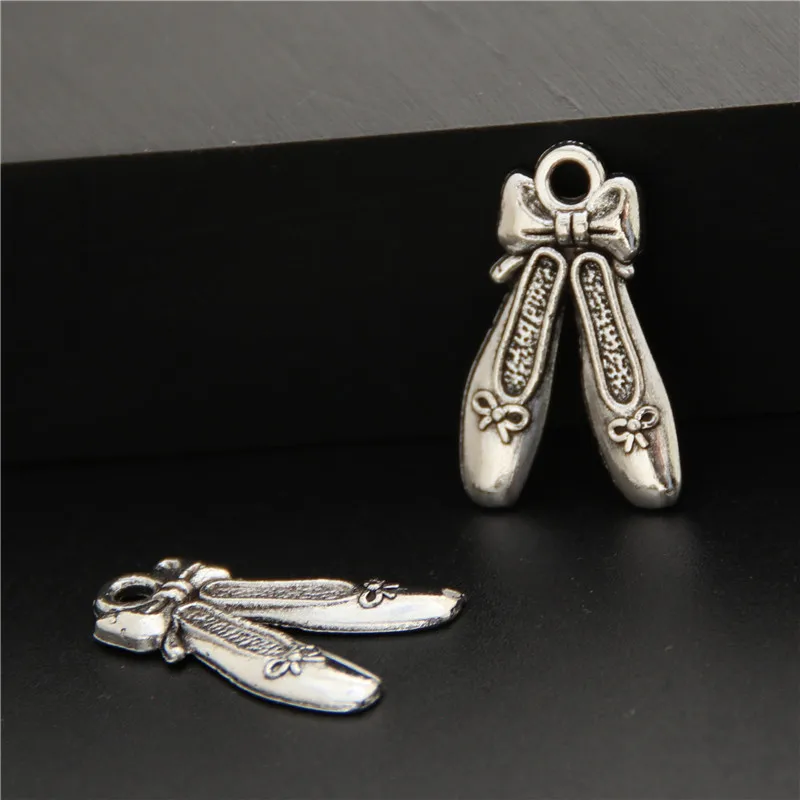 40pcs  Silver Color Ballet Dancing Shoes Alloy Charm DIY Accessories Of Necklace Bracelet Headdress Making Fitting A2505