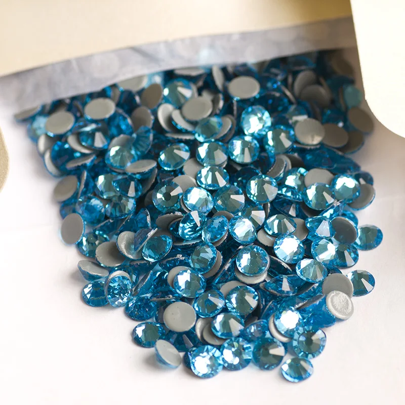 YANRUO 2058HF SS4-SS30 Aquamarine Flatback Hotfix Rhinestones Strass Crystal Glass Stones For Clothes Accessories