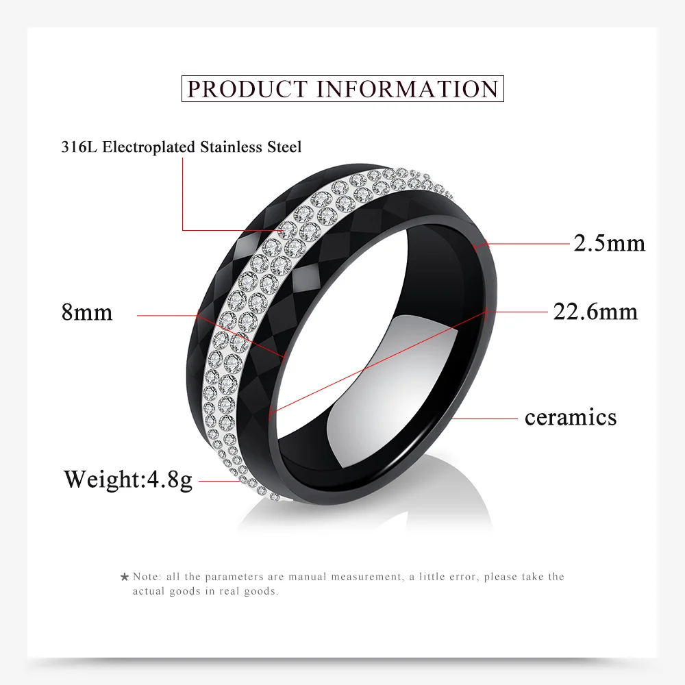 Fashion Engagement/Wedding Rings For Women Wholesale AB Crystal Black And White Ceramic Crystal Luxury Jewelry Ring Party Access