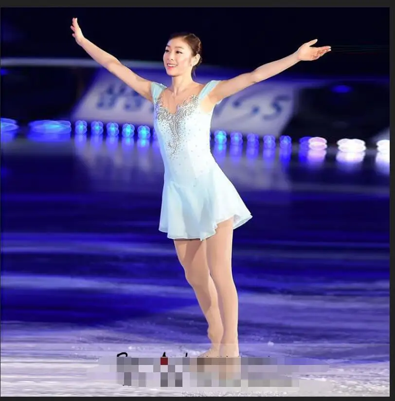 

figure skating dresses girls blue ice skating dress custom ice skating dress women high elastic free shipping