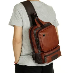 2024 New Fashion Men Messenger Bags Casual Mens Leather Chest Bags Big Chest Back Pack Male Shoulder Bag Travel Bags PT1123