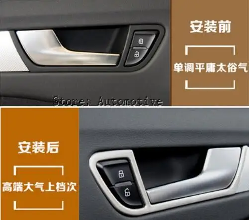 4pcs Chrome Styling Interior Door Handle Cover Trim Decorative For Audi A4L A5,Fashion Car Accessories