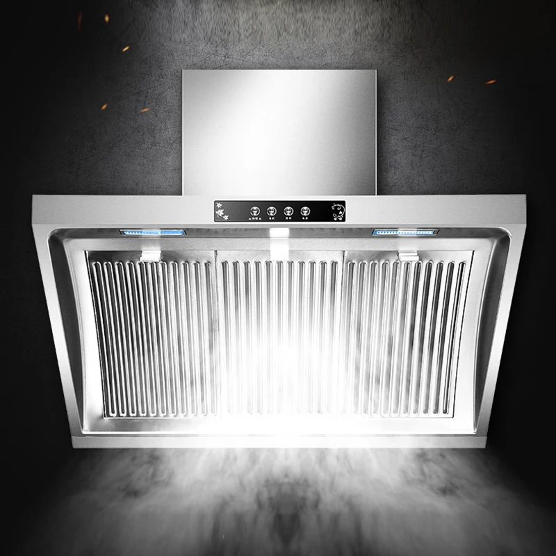 Household Range Hood 900mm Side Suction Stainless Steel Panel Hanging Household Smoke Exhauster Kitchen Exhaust Hood