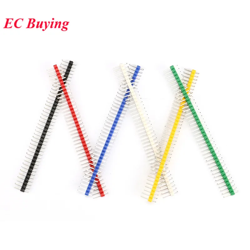 30pcs 40 Pin 1x40 Single Row Male 2.54 Breakable Pin Header Strip Connector Strip 40P Colorful Connector Kit for PCB Board