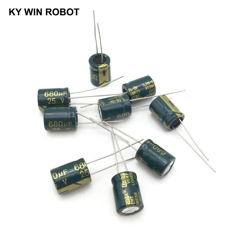 10 szt. Aluminiowy kondensator elektrolityczny 680 uF 25 V 10 * 13 mm frekuensi tinggi Radialny kondensator elektrolityczny