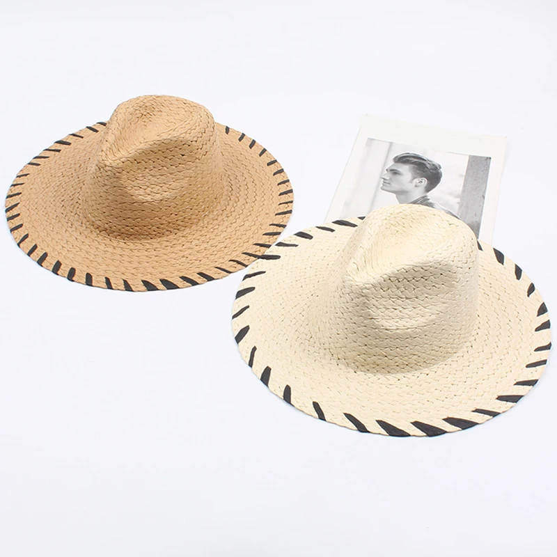 Summer sun Cap Sunscreen Sunshade Pull Phenanthrene Straw Hat The Wide Brim Sir Woman Hat Seaside Sandy Beach Hat outdoor