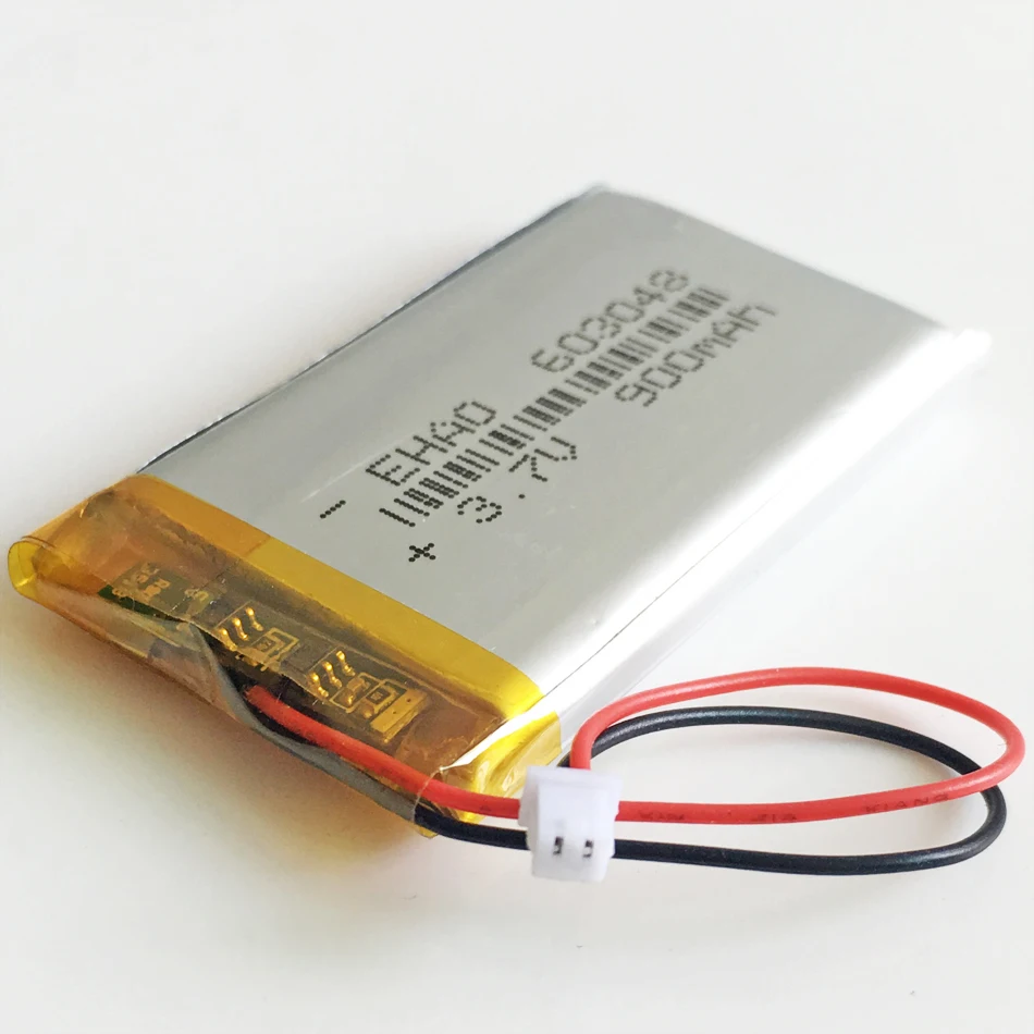 3.7V 900mAh akumulator LiPo + JST 1.25mm 2-pinowy 603048 wtykowy do GPS kamera Bluetooth zegarek LED rejestratora telefonu komórkowego