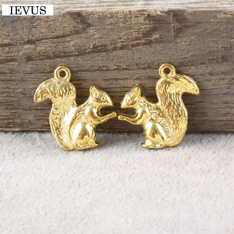 

Factory price 20 Pieces/Lot 18mm*21mm shiny gold color animal charm squirrel charm diy handmade craft charm For Jewelry Making