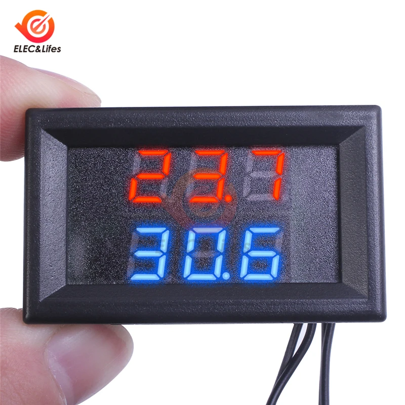 4-28V a 3/4 Bit di Precisione LED Digital Regolatore di Temperatura del termostato di Raffreddamento Riscaldatore termoregolatore w/Dual NTC Impermeabile sonda