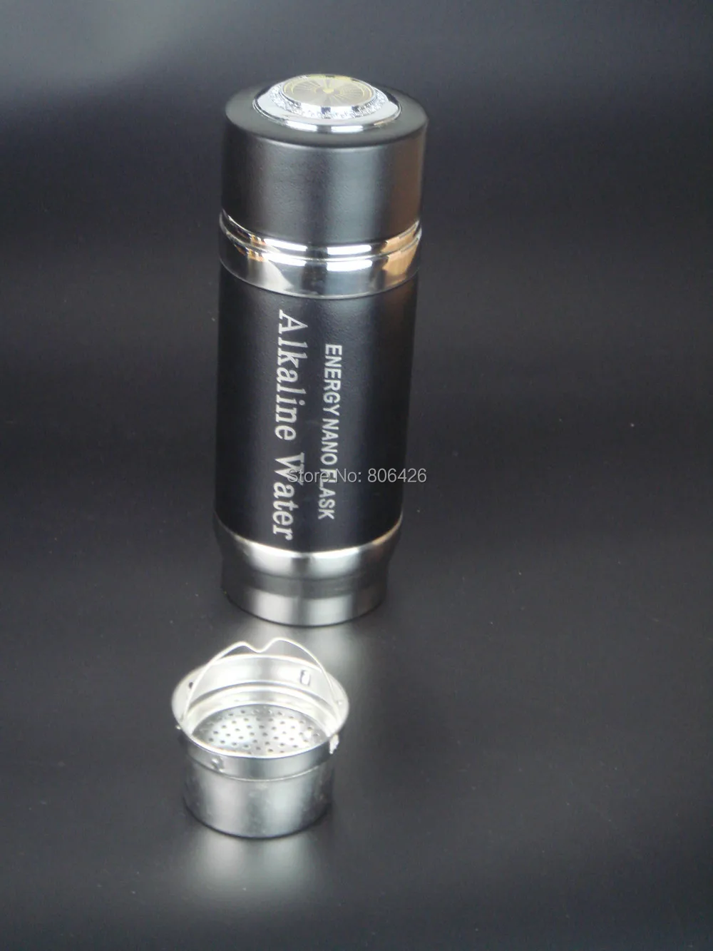 Bottiglia di acqua alcalina/boccetta con 304 in acciaio inox e filtro di energia aggiornabile + gifted scatola cilindro tutto in engish