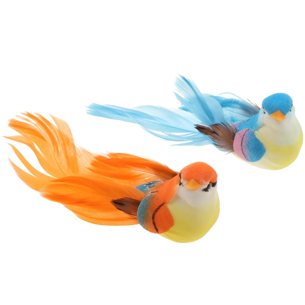 2Pcs/Set Artificial Foam Feathered Birds with Clip Home Decor Party Accessories