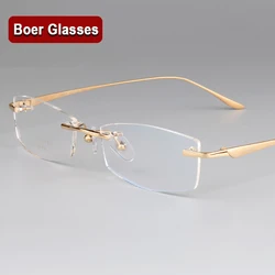New Fashion Pure Titanium Male Eyeglasses men Frames Rimless Eye Glasses Myopia Spectacle Optical Prescription Eyewear 3527