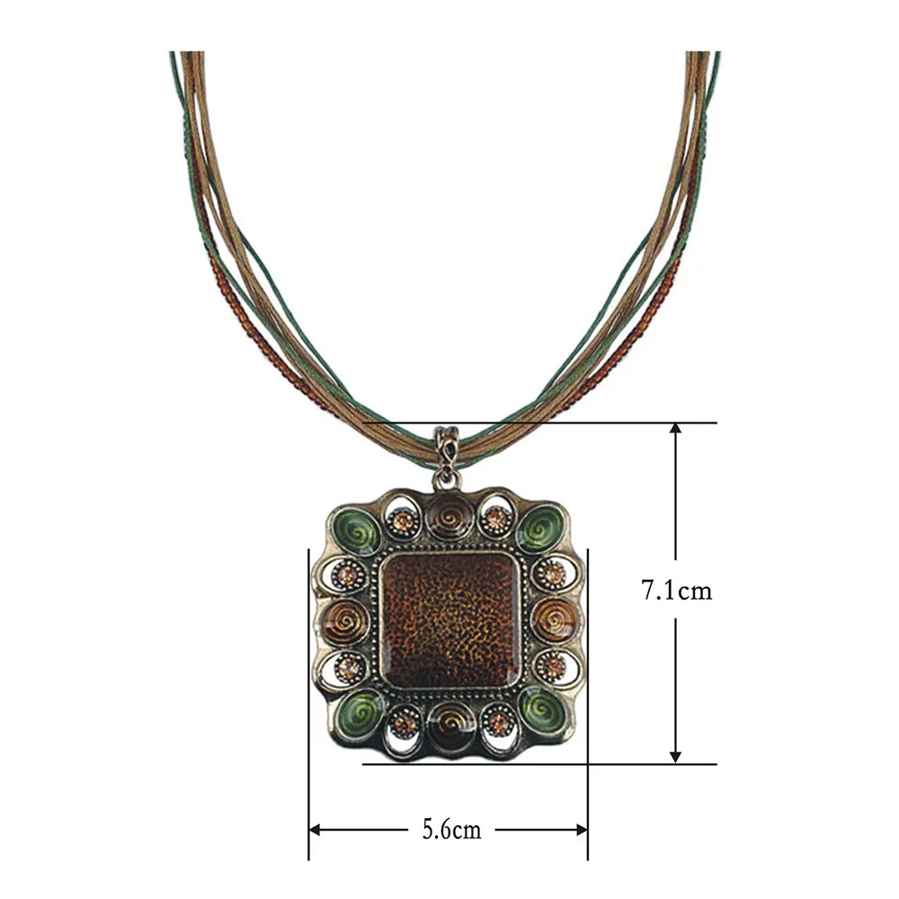 Vintage Necklace Environmentally Friendly Zinc Alloy Rhinestone Bohemia Style Ladies Pendant