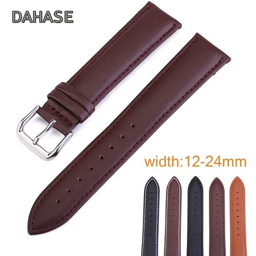 Correa de reloj de cuero genuino, correa de reloj de 10mm, 12mm, 14mm, 16mm, 18mm, 19mm, 20mm, 21mm, 22mm y 24mm con pasadores