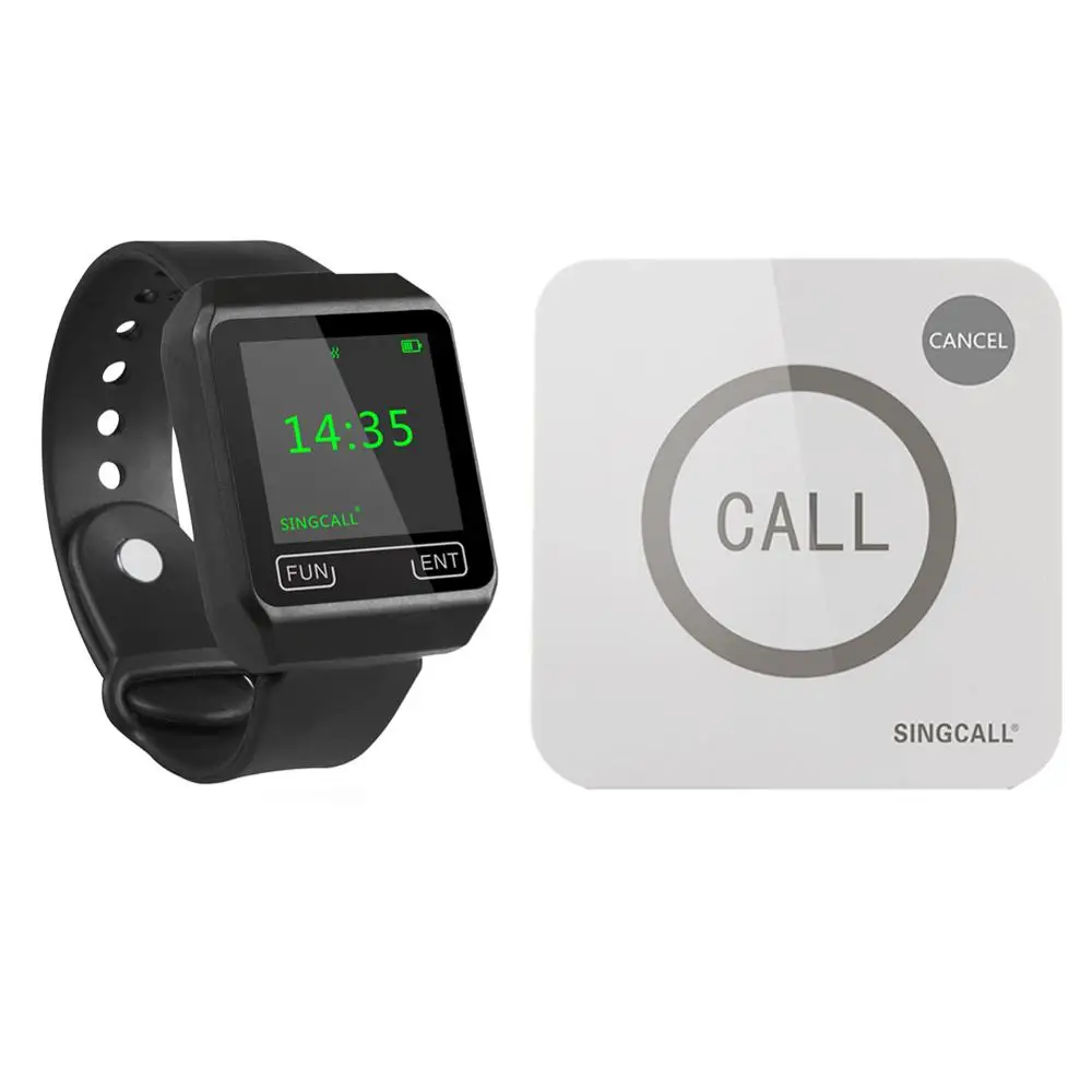 

SINGCALL Wireless Restaurant Calling Service System 1 Big Screen Watch APE6800 and 1 Touchable Button APE520C