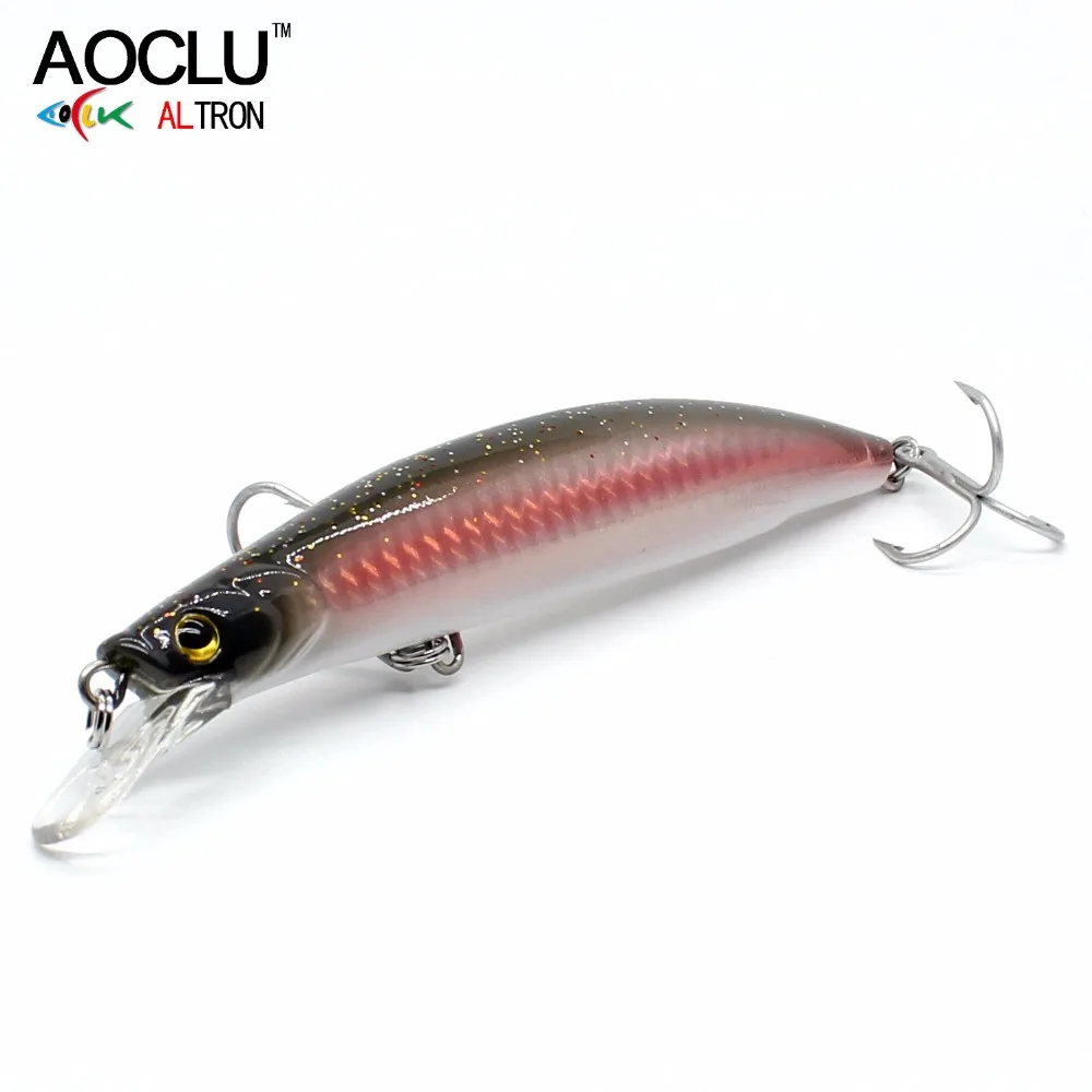 AOCLU-Hard Hologram Minnow Lure, Sinking Wobbler, Inner Wall, VMC Hook, Inshore Boat, Saltwater Fishing, 120mm, 23g, 1Pc