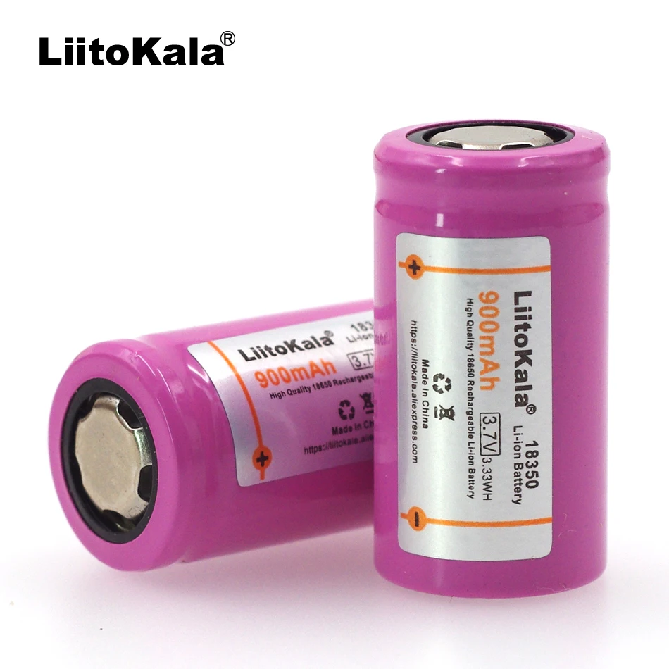 Liitokala ICR18350 بطارية ليثيوم لون 900mAh بطارية قابلة للشحن 3.7 فولت الطاقة أسطواني مصابيح السجائر الإلكترونية التدخين