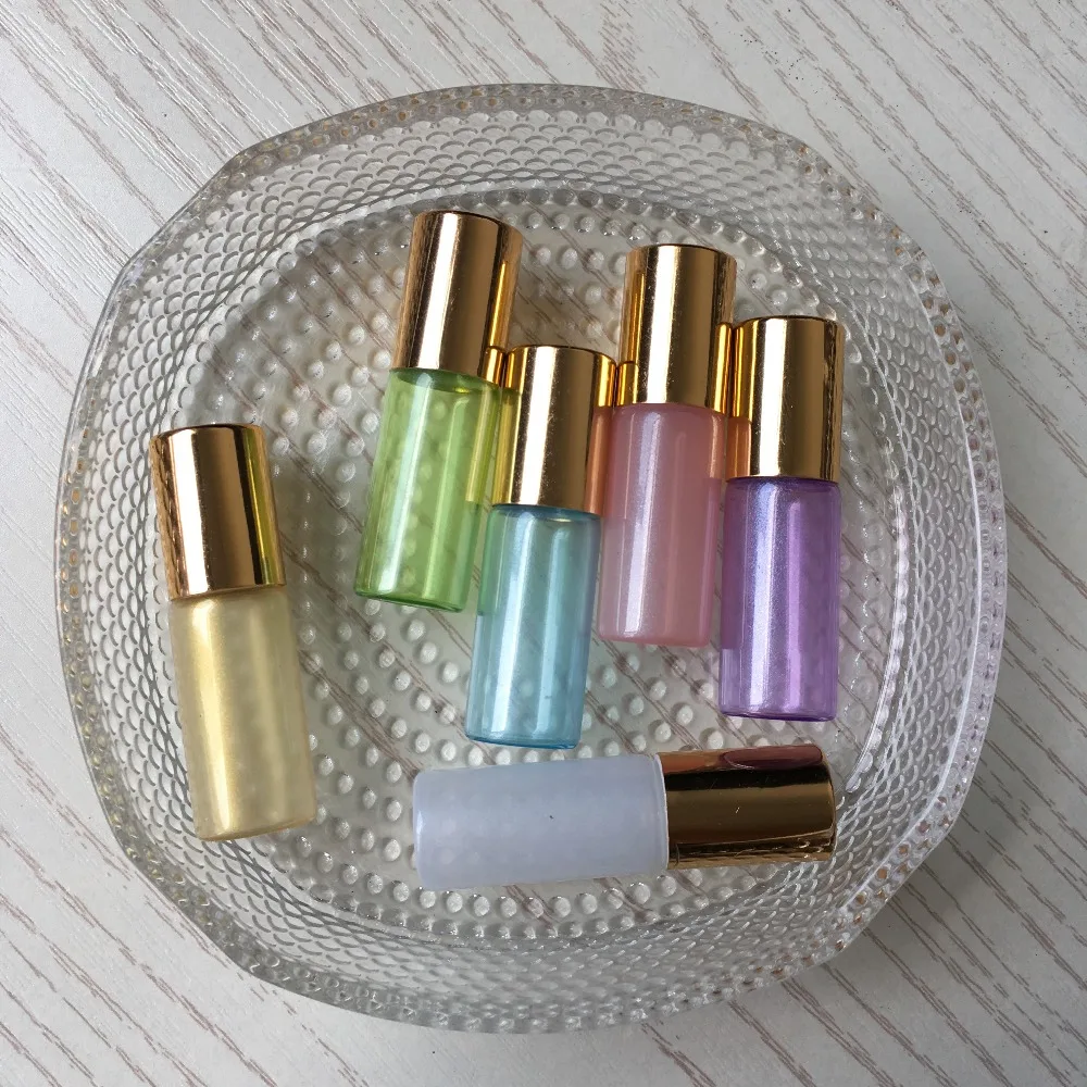 

10pcs 5ml 1/6oz Colorful roll glass bottle essential oil perfume roller ball with Stainless Steel Roller on