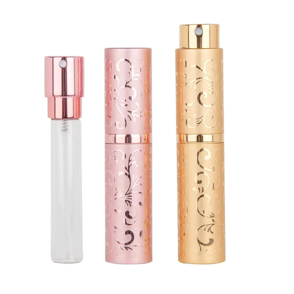 1pcs 10ML Rattan Pattern Refillable Perfume Bottle Aluminium Empty Spining Spray Dispenser Portable Travel Rotary Perfume Bottle