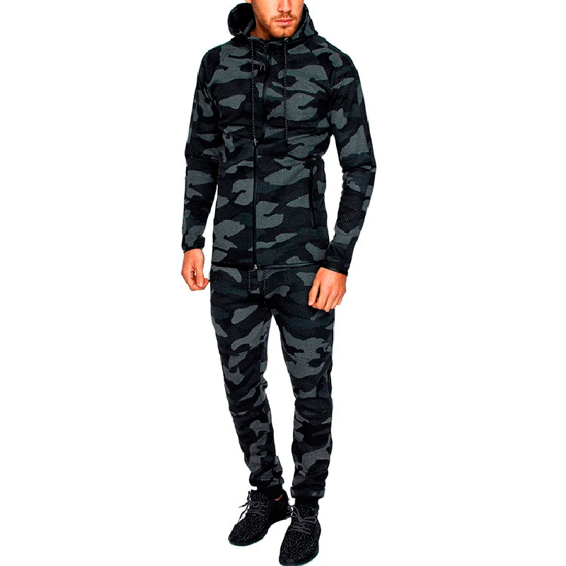 2024 New Spring Men Track Suit Fashion Hoodies Sweatshirt Camouflage Sportswear Set Autumn Jackets Pants Tracksuit Men MY056