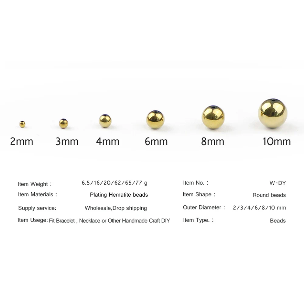 WLYeeS Blue Round Plating Hematite Beads 2 3 4 6 8 10mm Natural Stone Ball Loose Beads for Jewelry Bracelet Necklace Making DIY