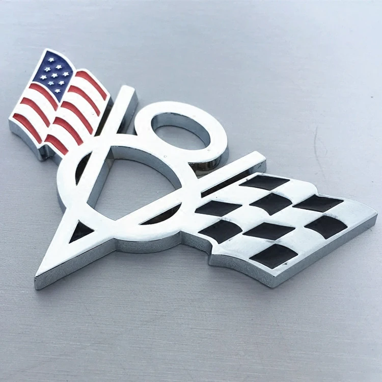 

1 PCS 3D Metal V8 Emblem American Flag Car Trunk Badge Universal Car Sticker Decal for Car Styling