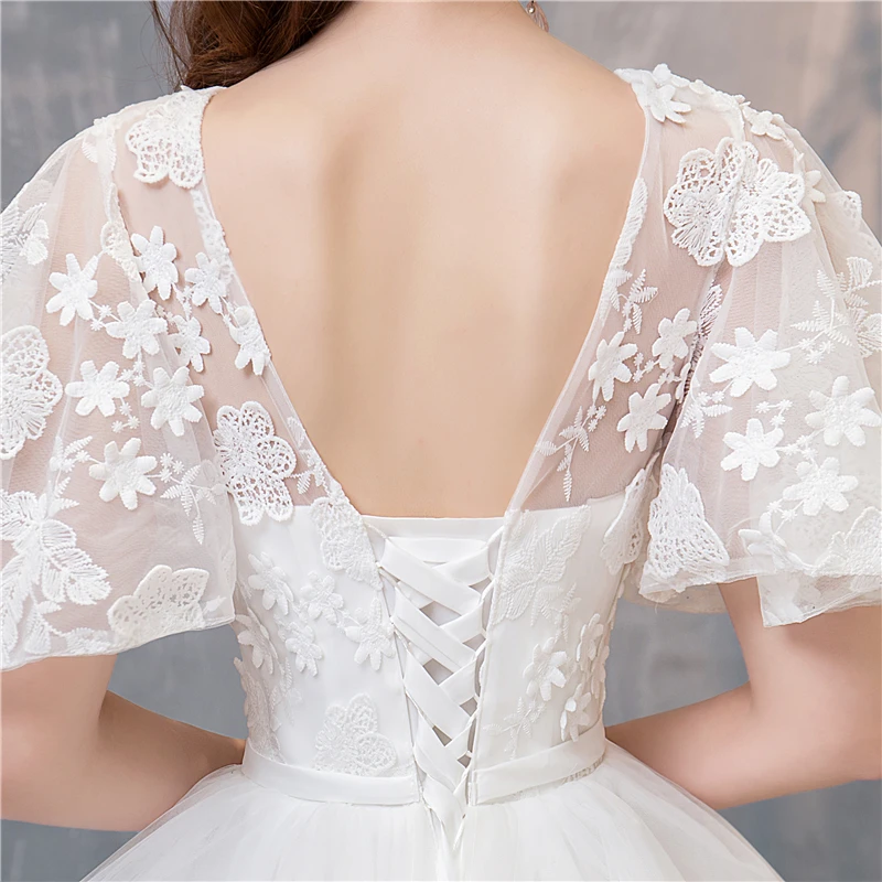 VLNUO NISA Elegante Appliques Del Merletto Abito Da Sposa Abiti Da Sposa Delicate Cap Manica Abiti di Sfera Plus Size Robe De Mariage 20