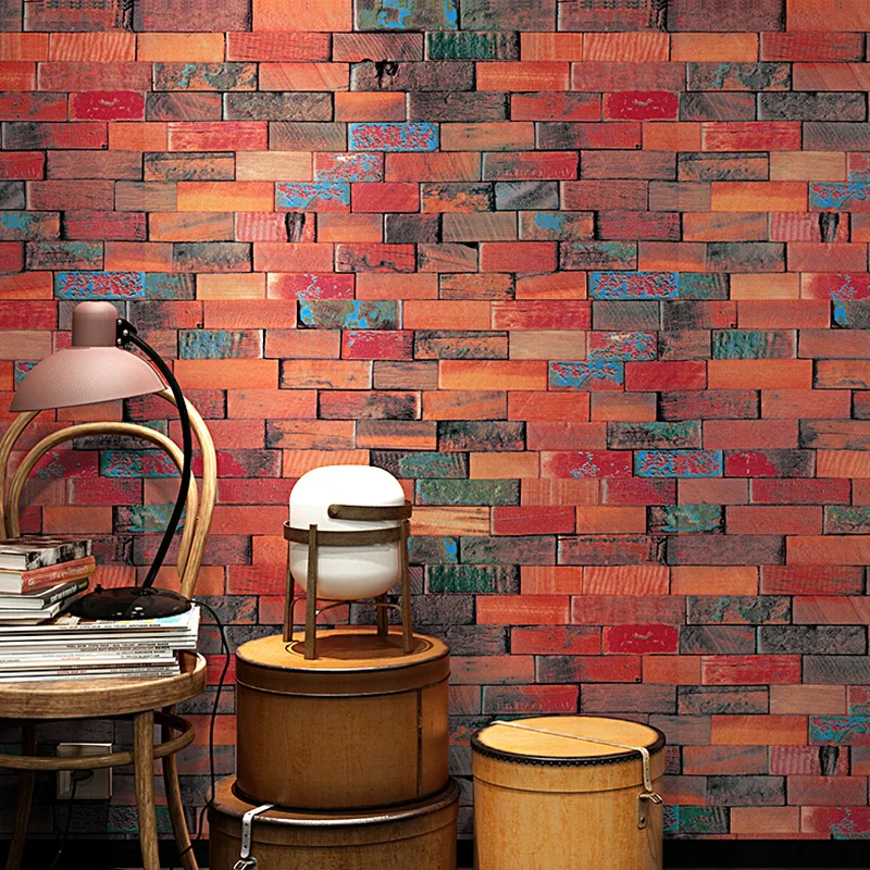 Modern 3D Brick Wallpapers Roll Personalized Vintage Red Wall Murals Wall Covering for Shop Bar Background Walls papier peint