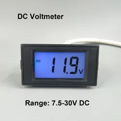 LCD Digital Panel Voltmeter DC 7.5-30V Blue backlingt  DC Monitor voltage meter