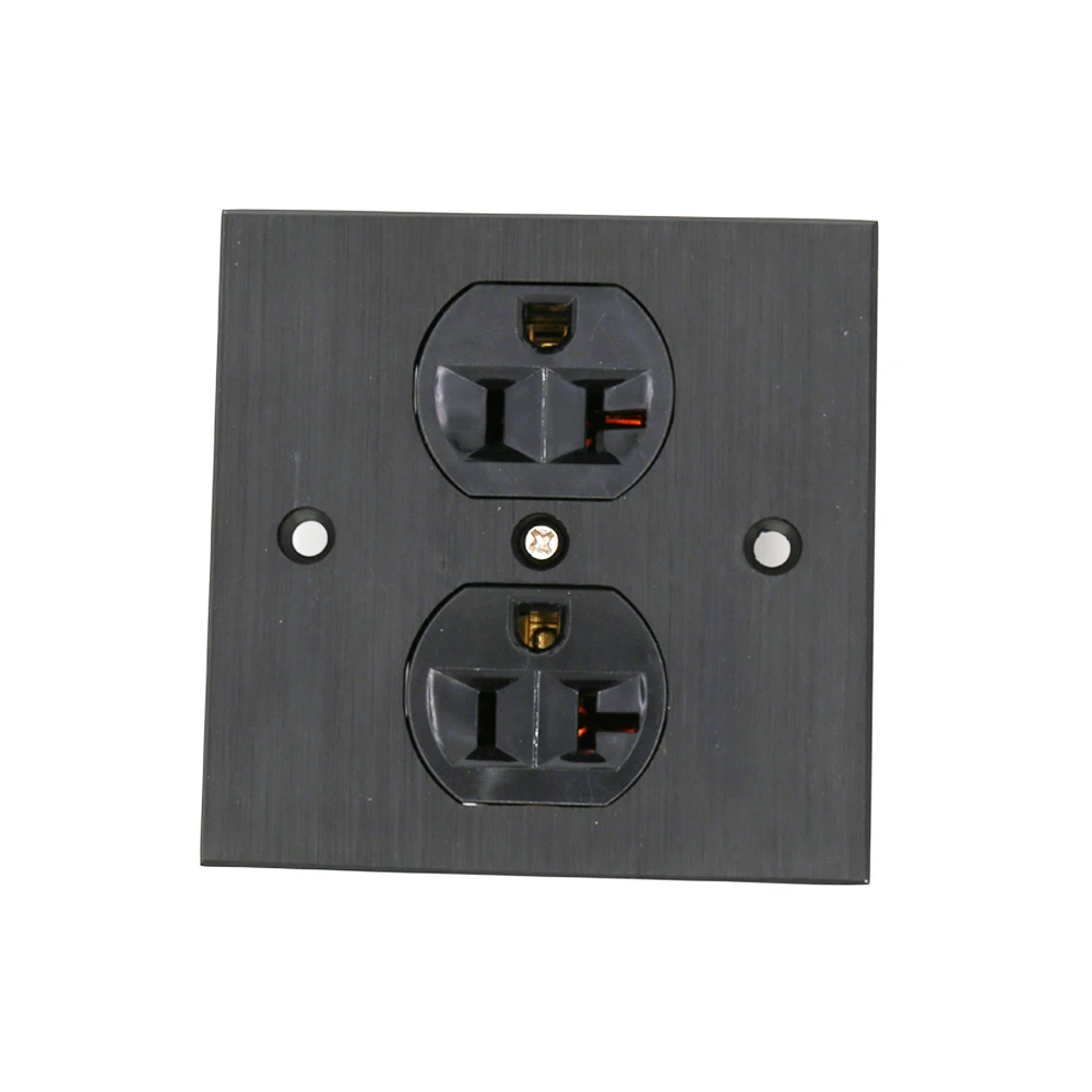 

Black 86mm*86mm one piece US AC power-Receptacles wall outlet audio grade copper made socket Duplex Plate