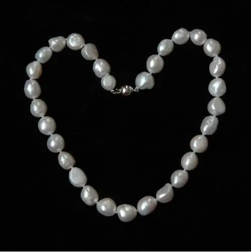 

White Color Cultured Freshwater Pearl Necklace AA 10-12MM Irregular Pearl Jewelry 17inches Chokers Necklace