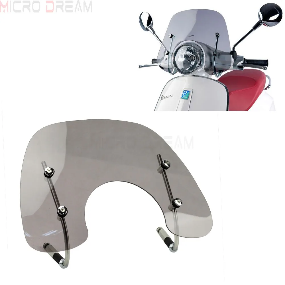 Scooters Tinted Fly Screen Windshield Clear Smoke Methacrylate Windscreen Wind shield Screen Deflector Kit For Primavera 150