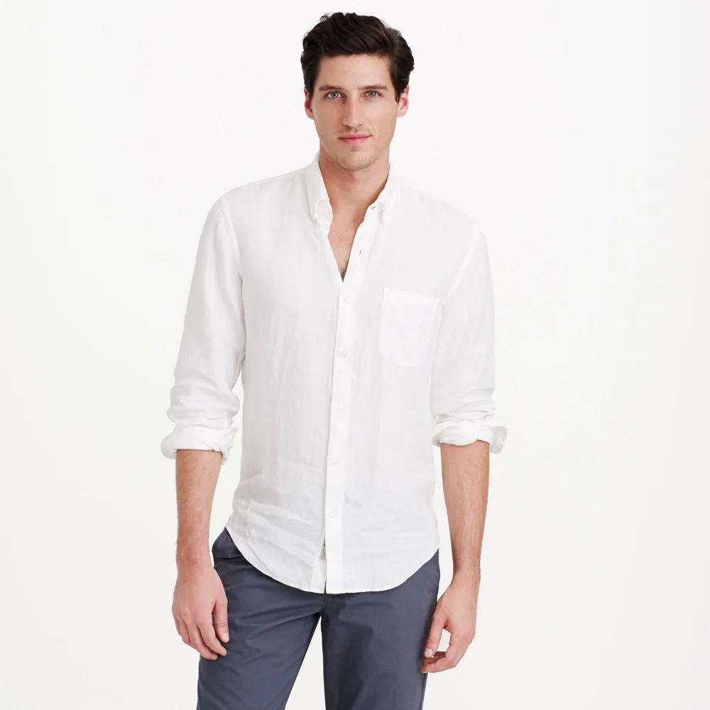 

Summer White Linen Shirts Men Linen Shirt Tailor Made Dress Shirts Custom Fit Shirt Men Slim Fit Men's Linen Shirts Long Sleeve