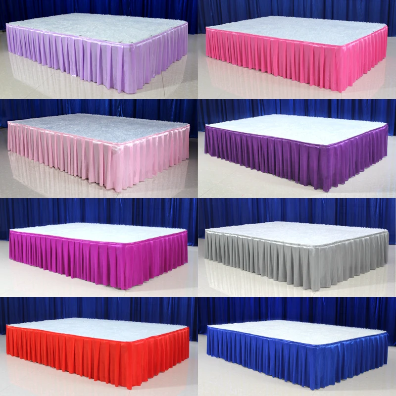 

30cm high x 600 cm long ice silk wedding stage table skirt for table clothes decoration wedding table skirting for event party