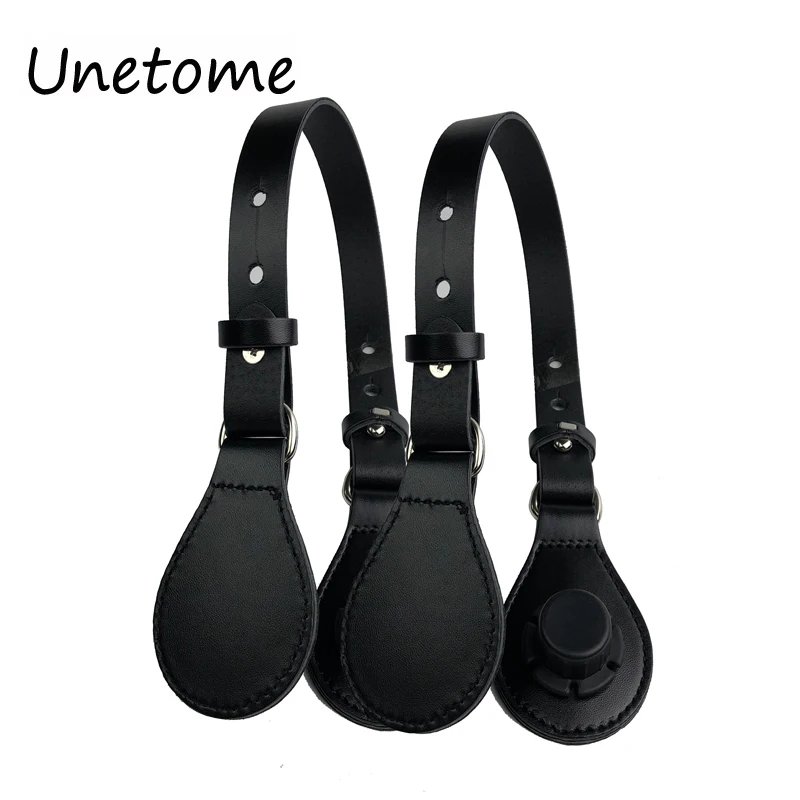 Length adjustable  Black Flat Handles with Drops for Obag Faux Leather Handle Removable Drop End for O Bag handle accessories