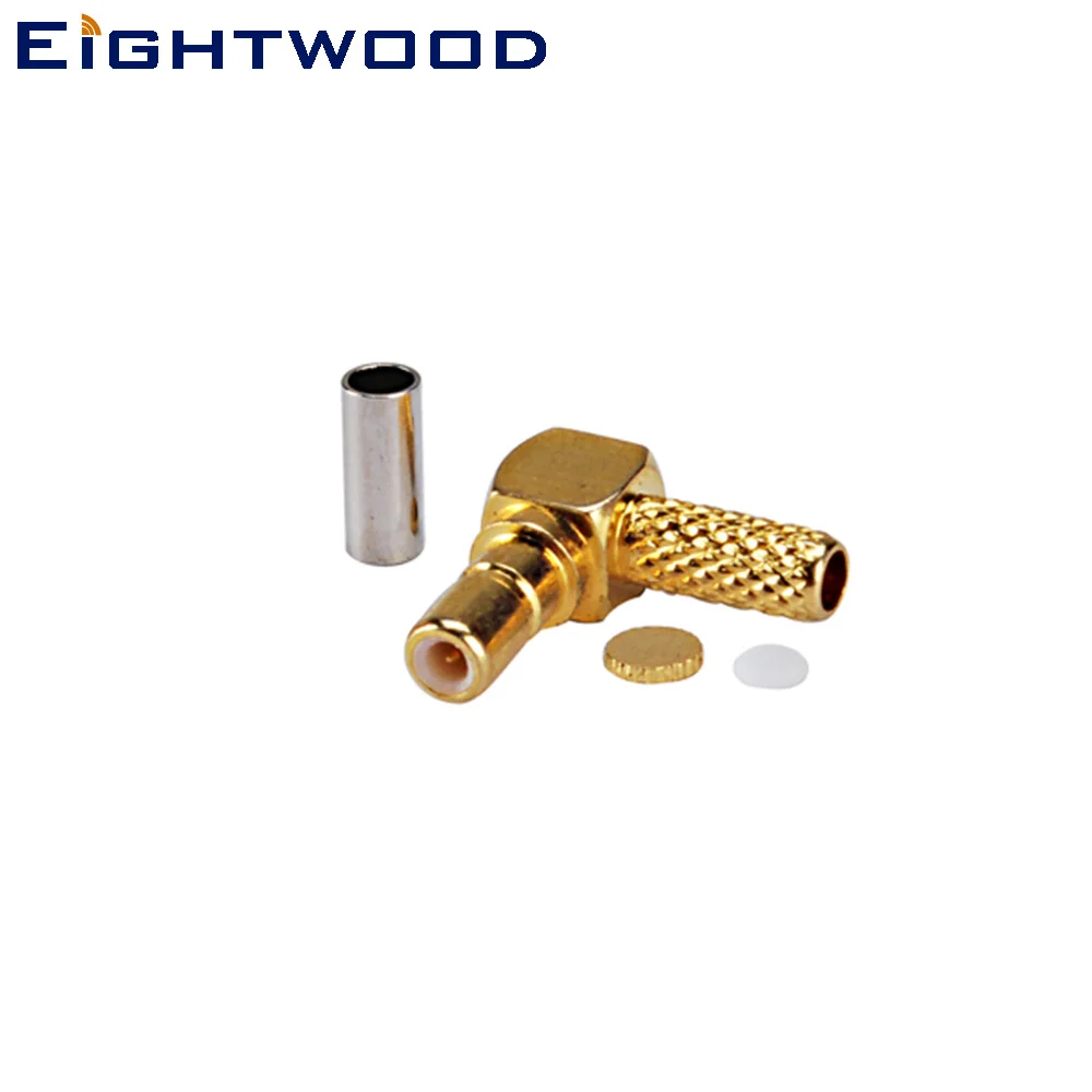 

Eightwood 5PCS DAB DAB+Antenna Connector SSMB Crimp Jack Female RF Connector Adapter Right Angle for LMR100 RG174 RG316 Cable