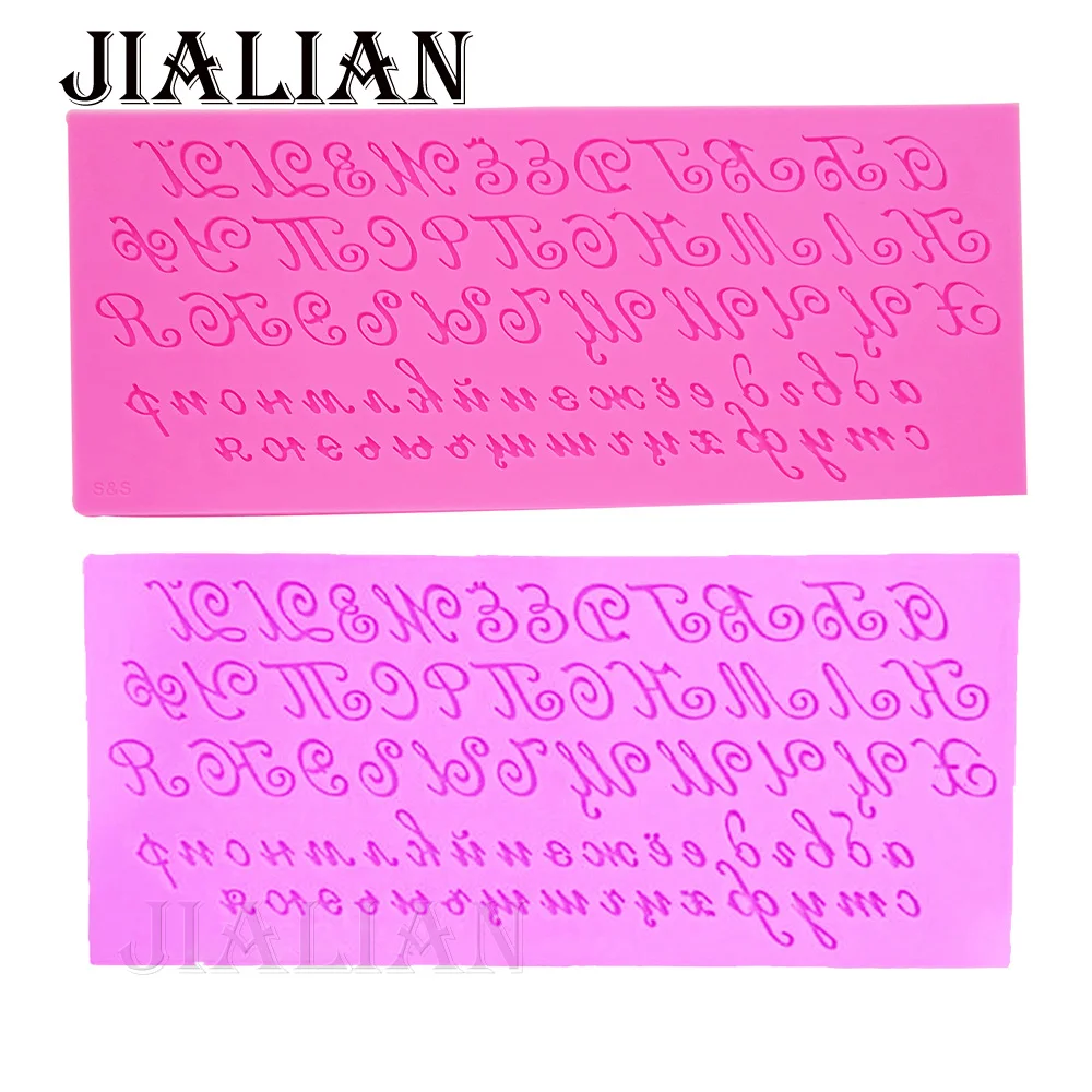 Russian Handwriting Alphabets Script Letters Silicone  Moulds Fondant Cake Decorating Tools Gumpaste Chocolate Candy Molds T0974
