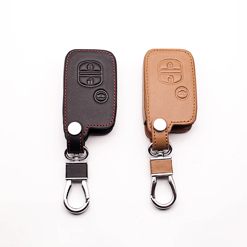 Genuine Leather car Key Cover For Toyota Camry Highlander Crown Prado Land Cruiser Vitz Prius Intelligent Key Case Protector Bag