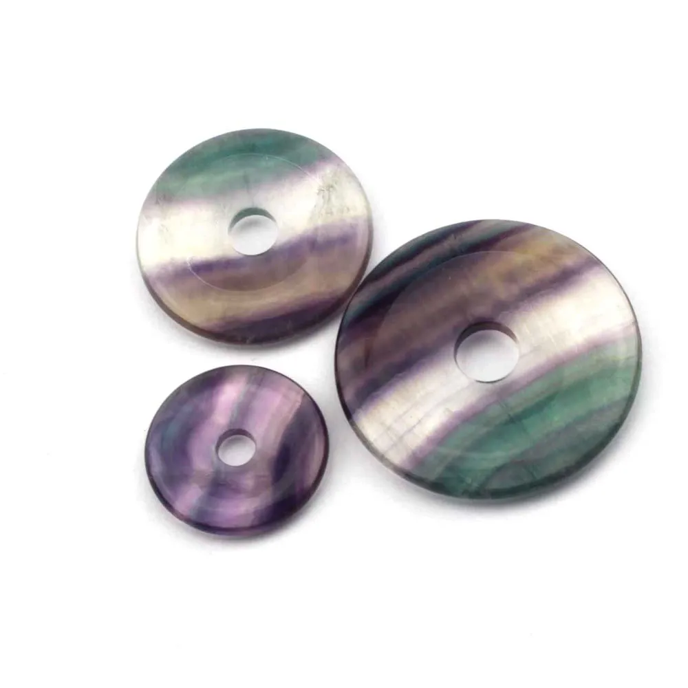 Donut Shape Natural Fluorite Stone Beads Natural Gem Beads Diy Loose Beads For Jewelry Making 1 Piece  Wholesale !