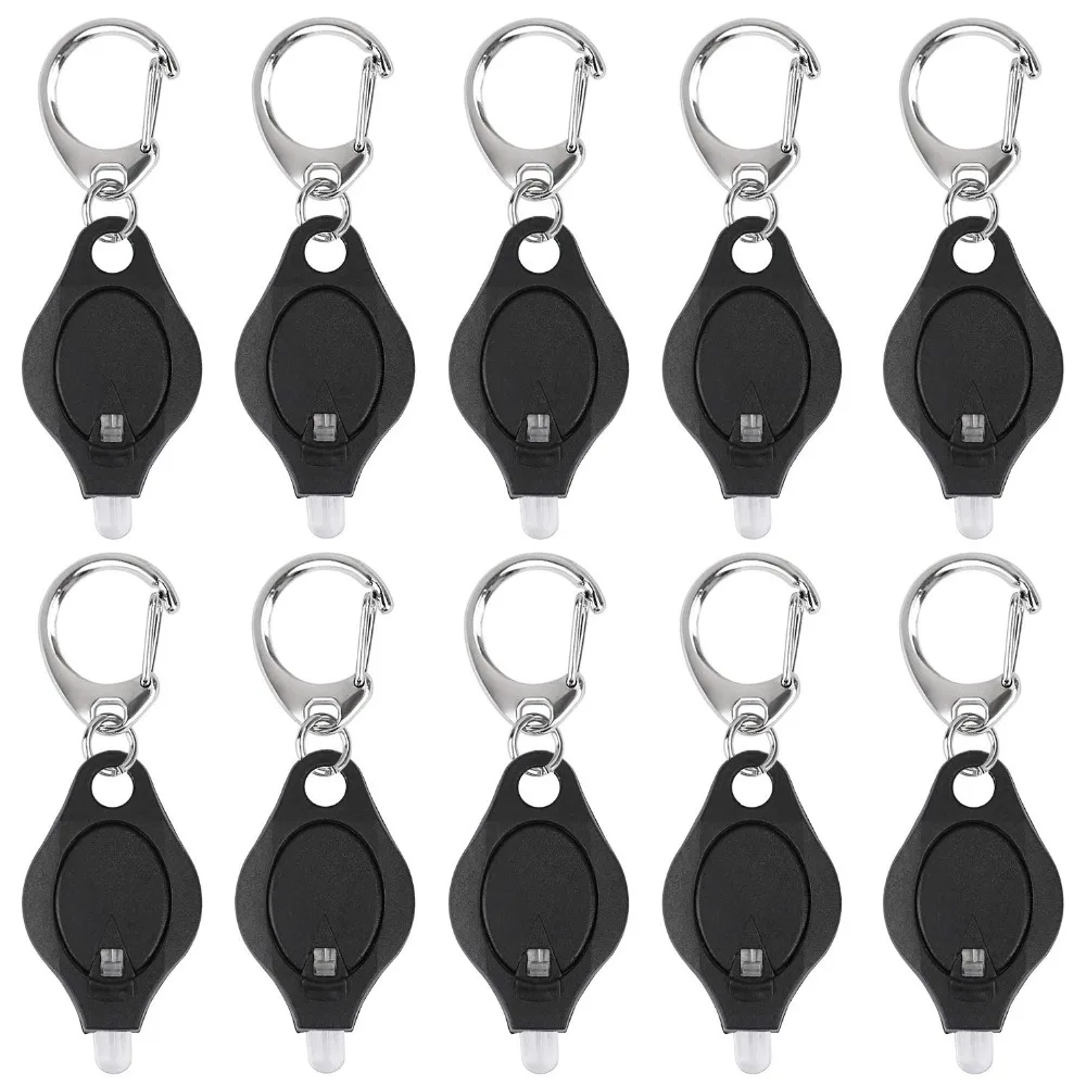 Panyue 10 Pack Mini Sleutelhanger Zaklamp Ultra Heldere Led Sleutelhanger Licht Zaklamp, Zwart