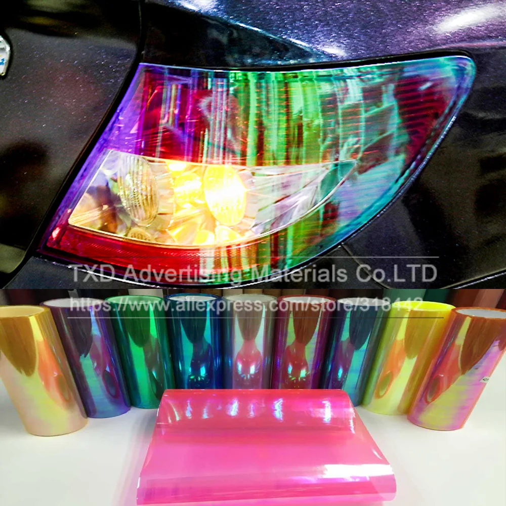 

12 рулонов/партия, радужная пленка для фар Хамелеона, тинт для задних фар, противотуманная фотопленка, Виниловая пленка для фар хамелеона