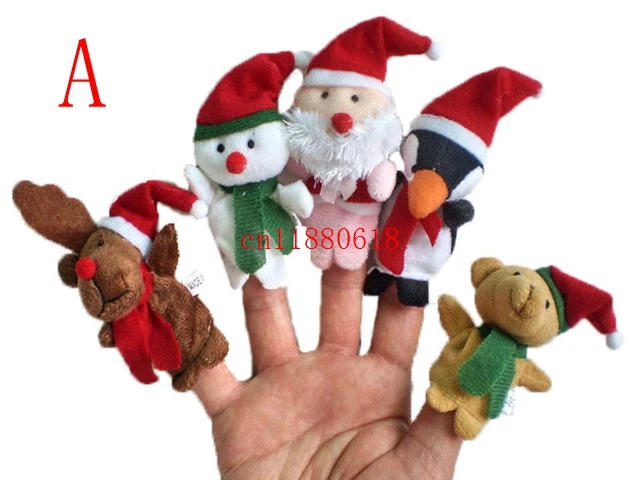 500pcs/lot DHL Free Shipping Mini Size Merry Christmas Finger Puppet Santa Claus Snowman Bear Plush Toys