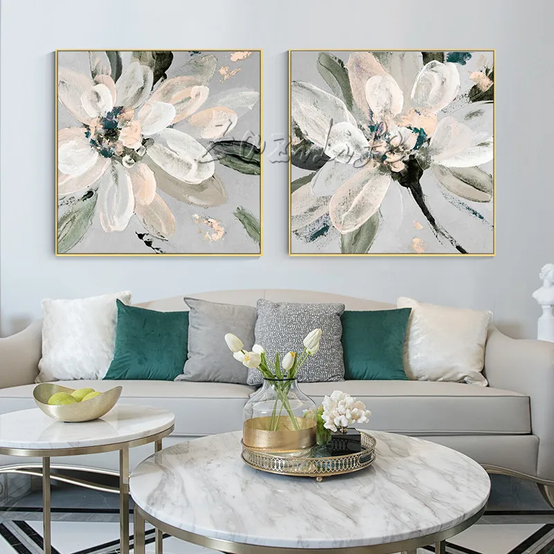 

Abstract White Green Acrylic Painting Wall Art Pictures Canvas Hand painted Caudros Decoracion for living room Home Decor